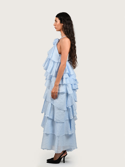 The Azure Ruffle Gown