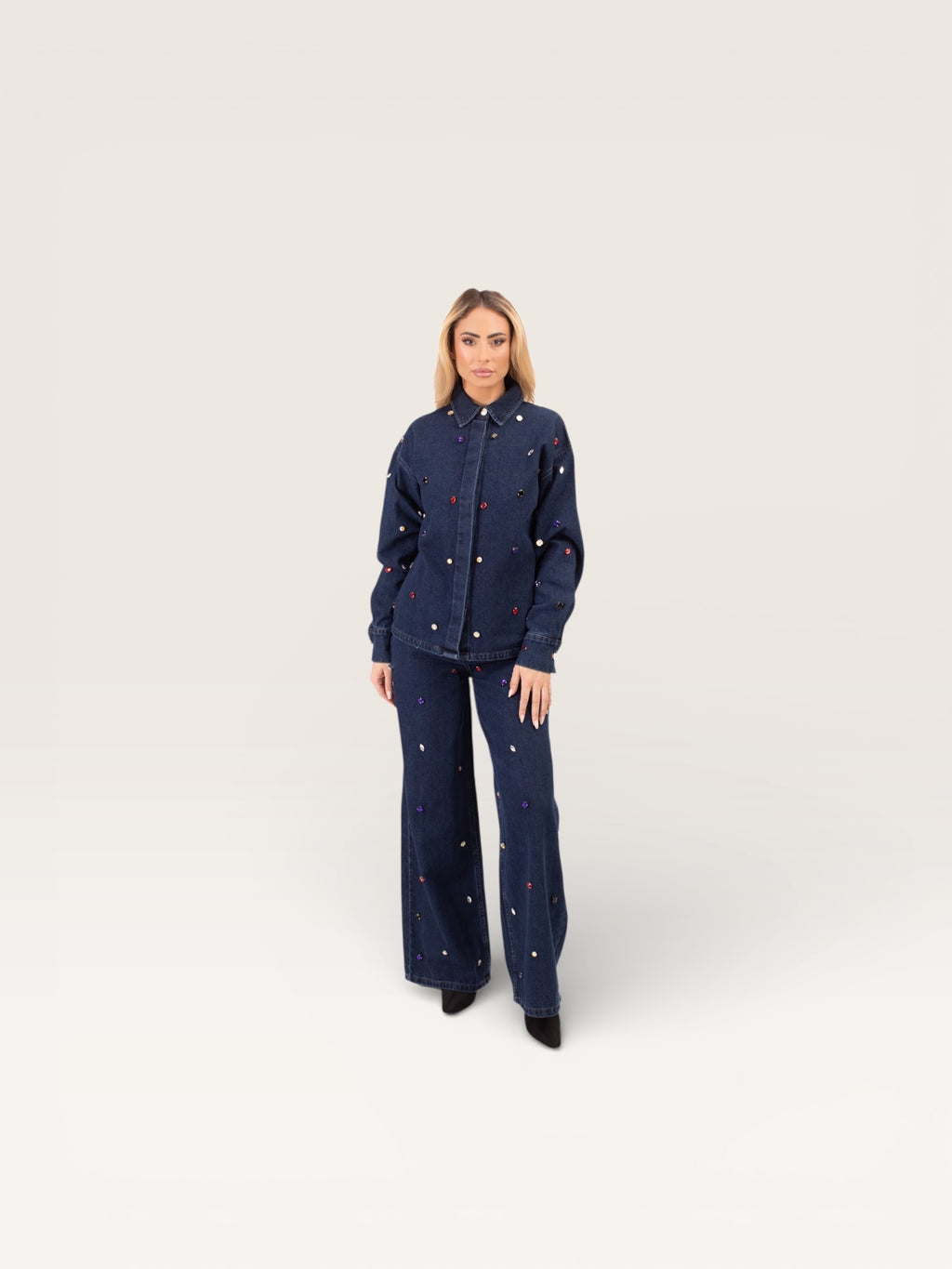 The Aria Crystal Denim Set